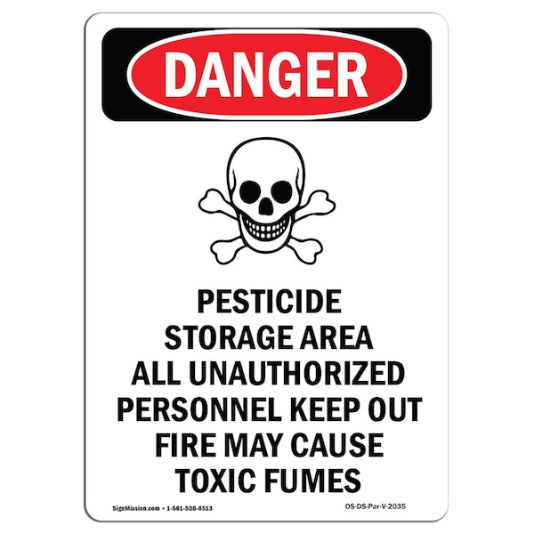 Safety Sign, OSHA Danger, 5" Height, Portrait, D-35-V-2035-10PK
